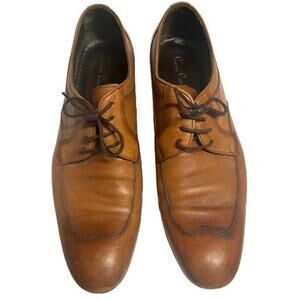 PIERRE CARDIN Signature Lace Up Handmade Leather Oxford - COGNAC - 42